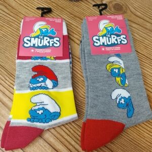 Women's Smurfs Long Socks 2 Pairs Size 6-9.5